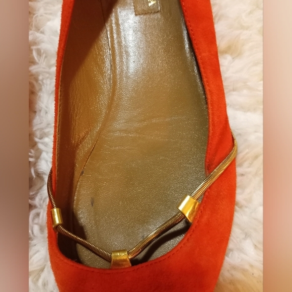 Vintage Aquazzura Firenze Italian Leather Classic Gold Chain Suede Girly Flats - Picture 3 of 9